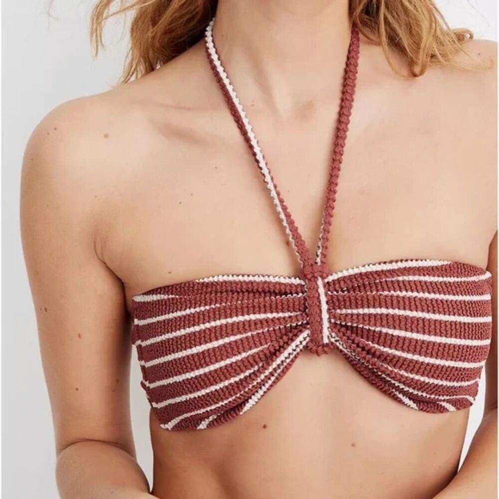 Madewell Striped Textured Bandeau Bikini Top XXL